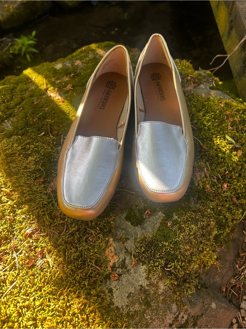 Silver/Gold Metallic Slip-On Loafers for Women - Size 8.5